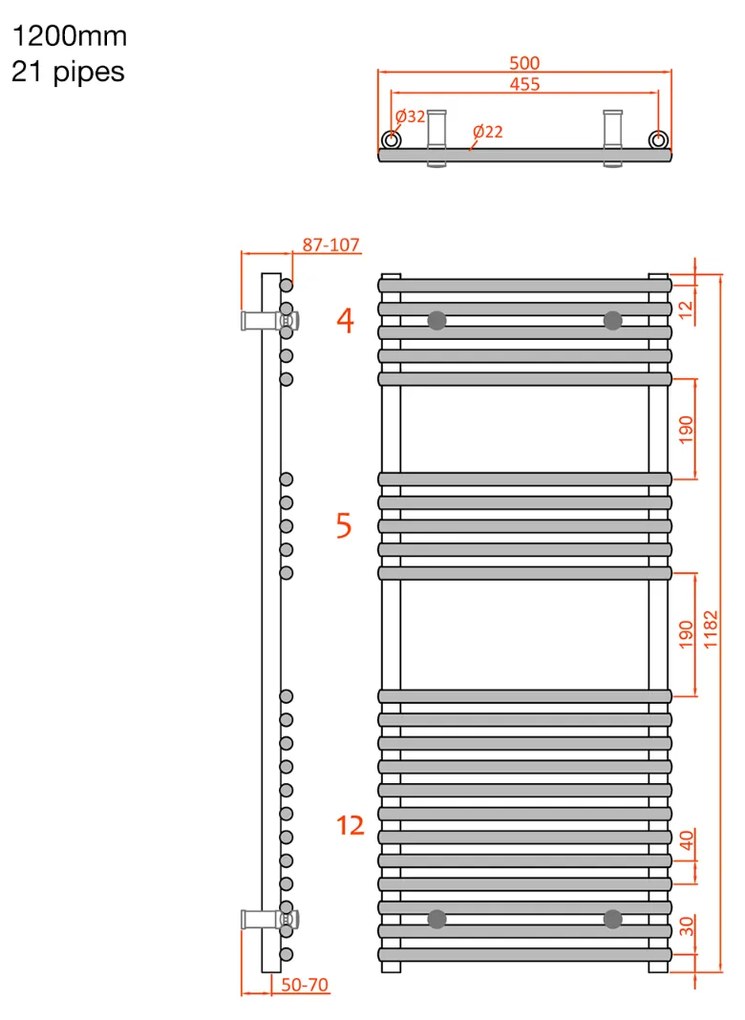Sapho Deserto radiator chroom 50x120cm 489W