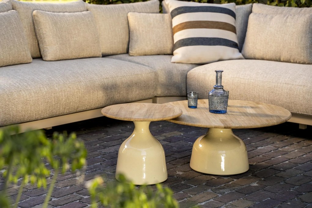 4 Seasons Outdoor June loungetafel crème met rond blad Ø 60 cm SALE Loungetafel beige weerbestendig