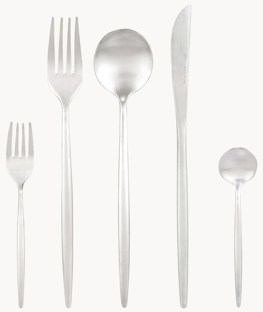 Mat geborstelde bestekset Shimmer, in verschillende setgroottes