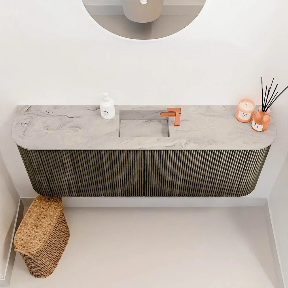 Mondiaz Joya DLux 115cm toiletmeubel ronding links/rechts shadow met wastafel faye midden 1 kraangat glace