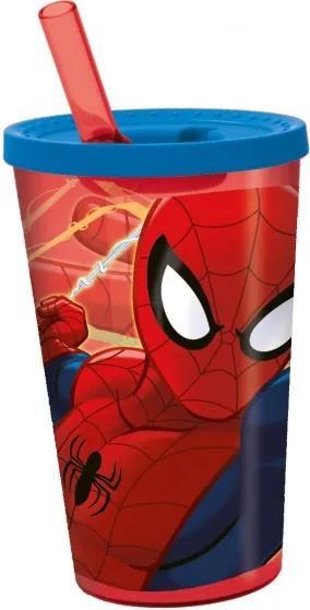 Drinkbeker met rietje Spider-Man rood/blauw 450 ml