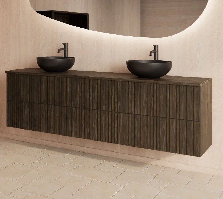 Gliss Design Hybris badkamermeubel met ribbelfront 200cm charcoal