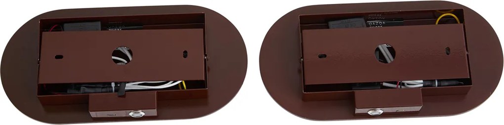 Set van 2 retro wandlampen bruin met opaal en USB-C - Lila