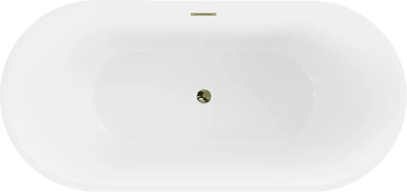 Mexen Luna vrijstaande badkuip 140 x 75 cm, wit, gouden overloop - 52031407500-50