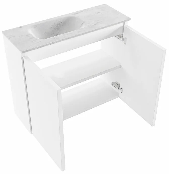 Mondiaz Ture DLux toiletmeubel 60cm talc met wastafel opalo links met kraangat