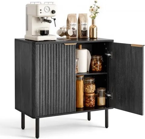 VEVOR Dressoir Keukenkast met 2 planken, buffetkast in middeleeuwse stijl voor woonkamer, hal, keuken, opbergkast 80 x 37,5 x 80 cm, zwart