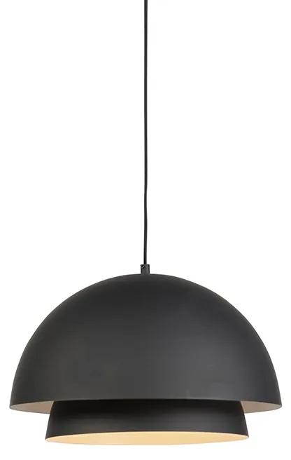 Scandinavische hanglamp zwart met wit 2-laags - Claudius Modern E27 rond Binnenverlichting Lamp