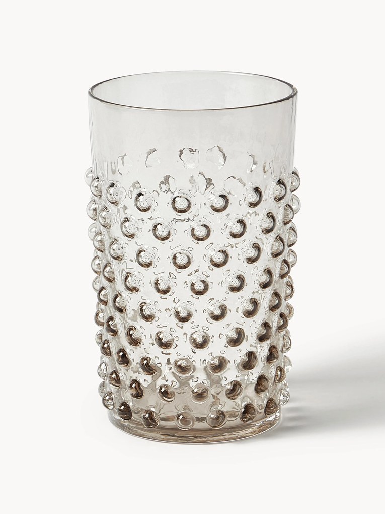 Handgemaakte waterglazen Hobnail met reliëf, 6 stuks