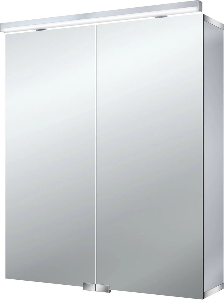 Asis Pure spiegelkast 60 cm.met 2 deuren en led verlichting Aluminium