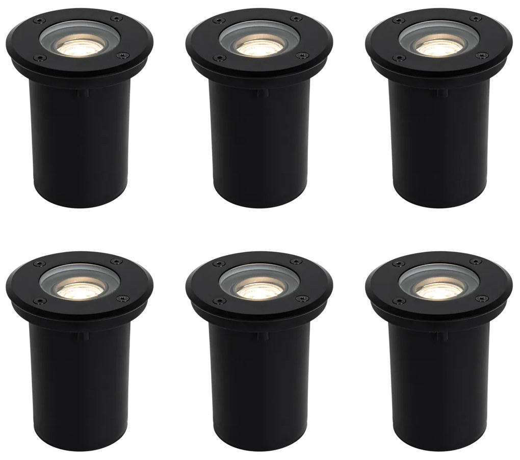 Set van 6 Moderne buiten grondspots zwart 35 mm verstelbaar IP65 - Delux Modern GU10 IP65 Buitenverlichting