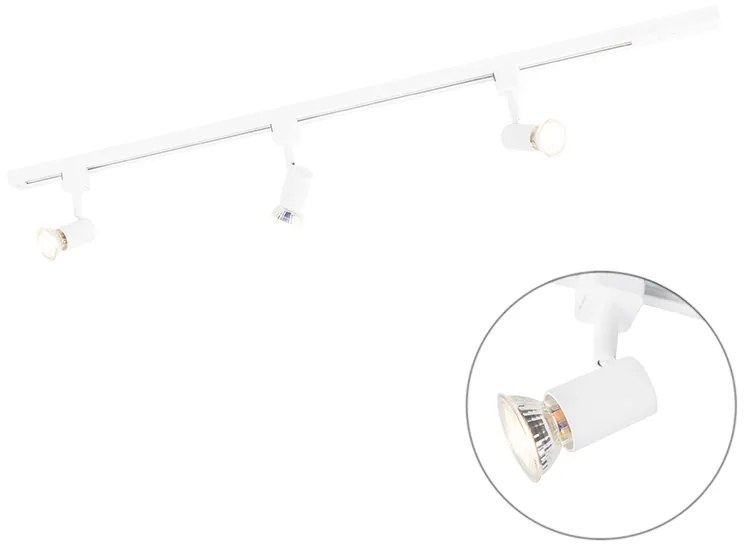 Modern railsysteem met 3 Spot / Opbouwspot / Plafondspots wit 1-fase - Iconic Jeany Modern GU10 Binnenverlichting Lamp