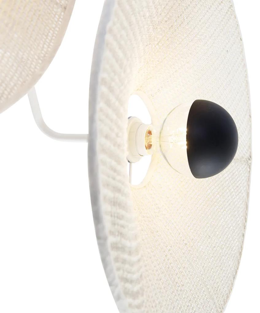 Design wandlamp wit met stof 3-lichts - Jane Design E27 rond Binnenverlichting Lamp