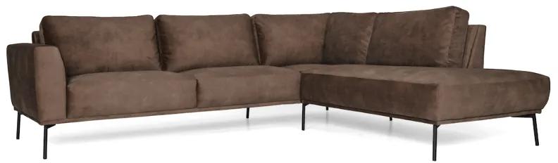 Loungebank Tulp chaise longue rechts | leer Colorado bruin 04 | 2,70 x 2,24 mtr breed