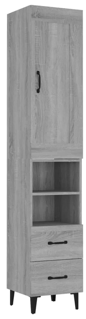 vidaXL Hoge kast 35x34x180 cm bewerkt hout grijs sonoma eikenkleurig