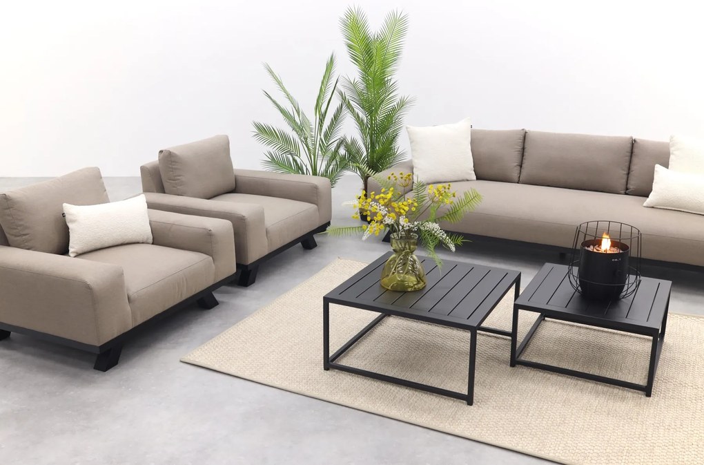 Barcelona/Royalty Sunbrella stoel-bank loungeset - Taupe - 5-delig