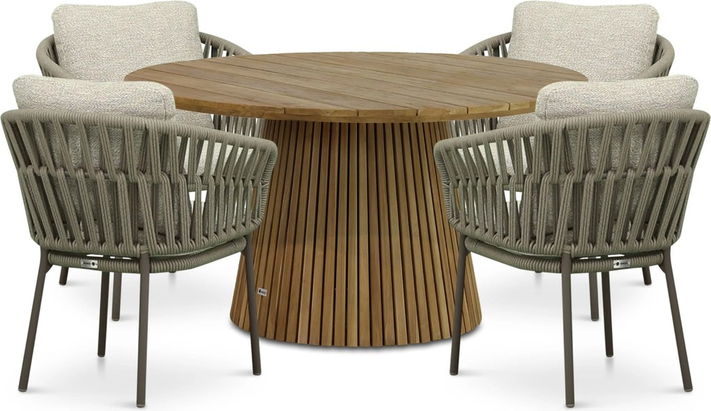 Tuinset 4 personen 140 cm Rope Zand/Beige Coco Viento/Fungo