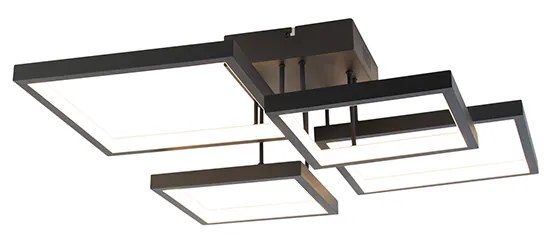 Plafondlamp zwart incl. LED 3 staps dimbaar 4-lichts - Lejo