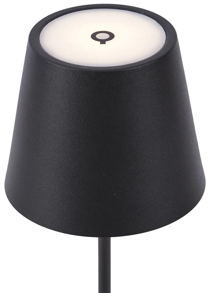 Moderne tafellamp zwart 37cm incl. LED dimbaar IP54 oplaadbaar - Topi Modern IP54 rond Binnenverlichting Lamp