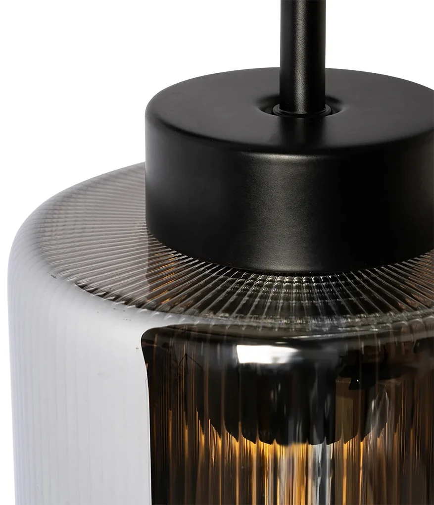Smart wandlamp zwart met smoke glas incl. Wifi ST64 - Laura Modern E27 rond Binnenverlichting Lamp