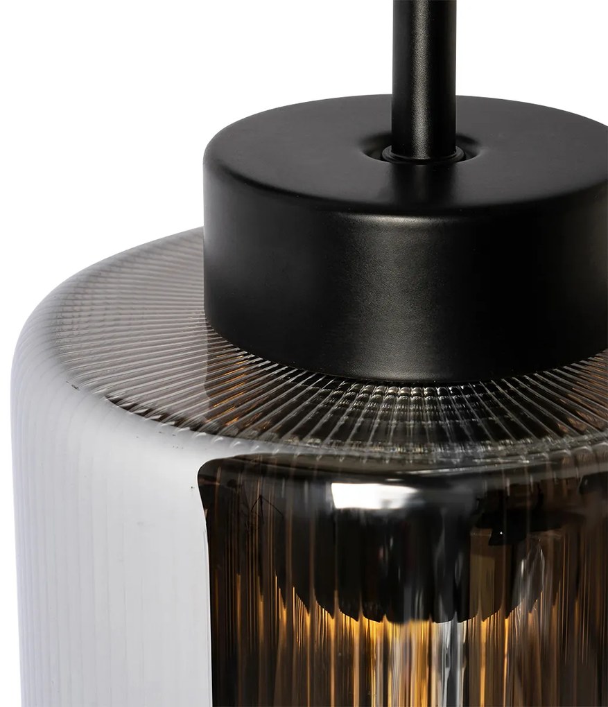 Smart wandlamp zwart met smoke glas incl. Wifi ST64 - Laura