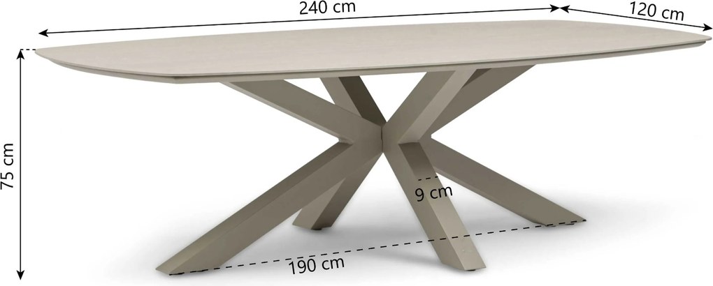 Tuinset 6 personen 240 cm Rope Zand/Beige Lifestyle Garden Furniture Tivoli/Voyage