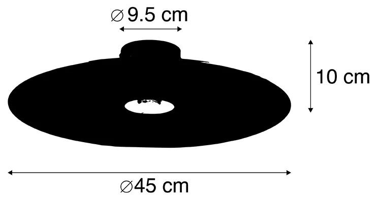 Stoffen Plafondlamp zwart platte kap roze 45 cm - Combi Modern E27 rond Binnenverlichting Lamp