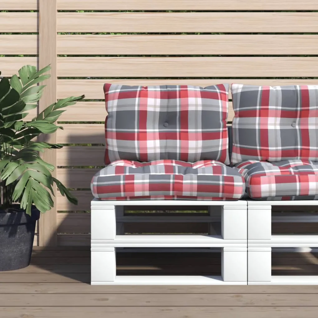vidaXL Bankkussens pallet 2 st ruitpatroon stof rood