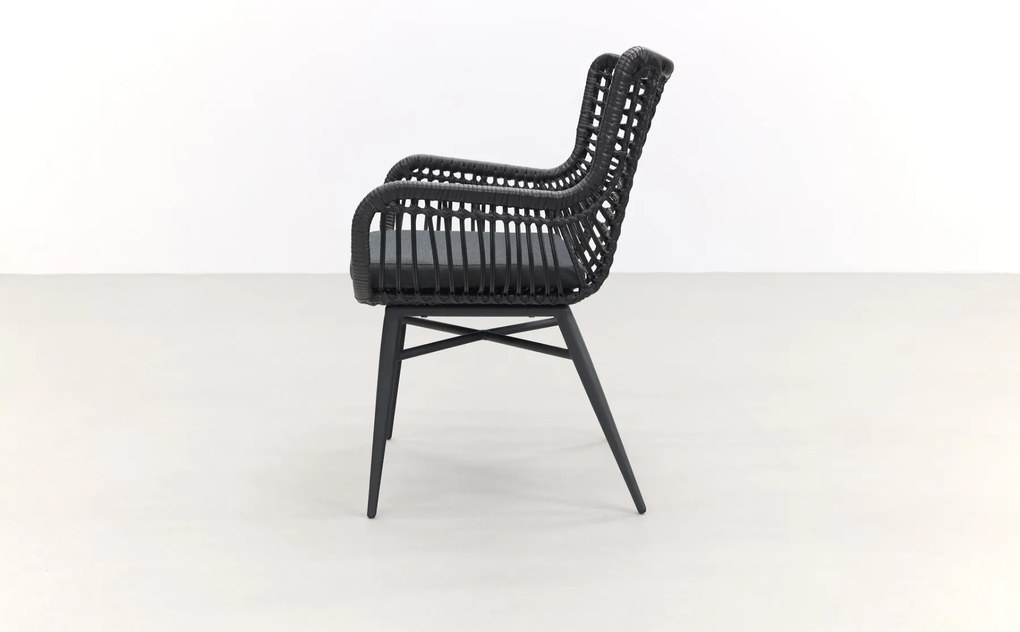 Jasmine Black/Rome 4-persoons dining tuinset 170x100 cm. - Brown teak