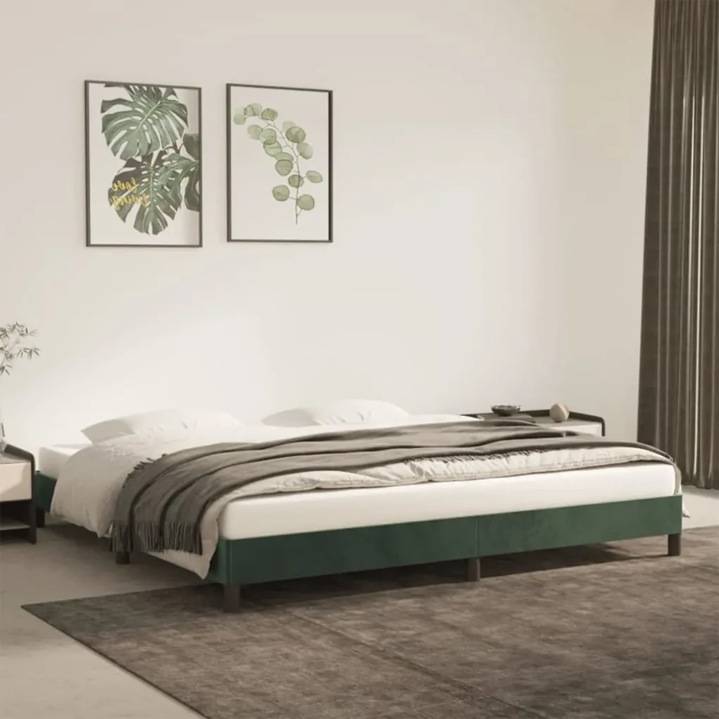 vidaXL Bedframe fluweel donkergroen 200x200 cm