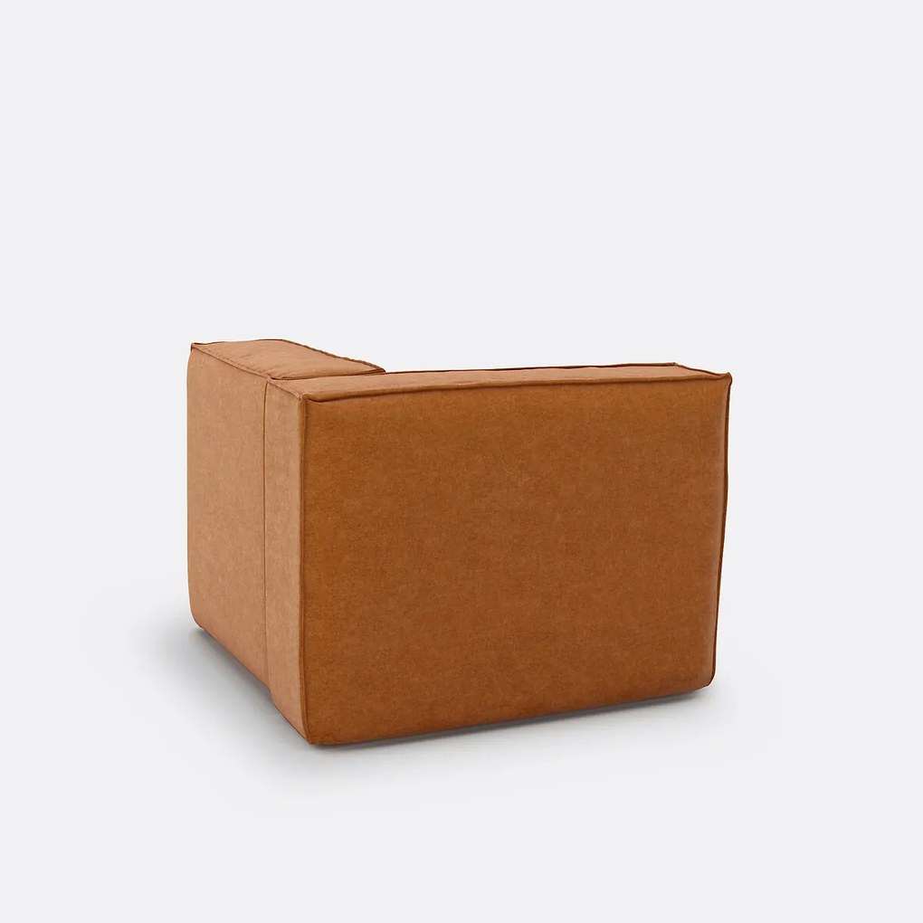 Hoekelement voor modulaire bank, in fluweel met structuur, Seven