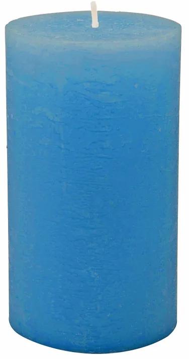 Kaars rustiek - mid blauw - 7x12 cm