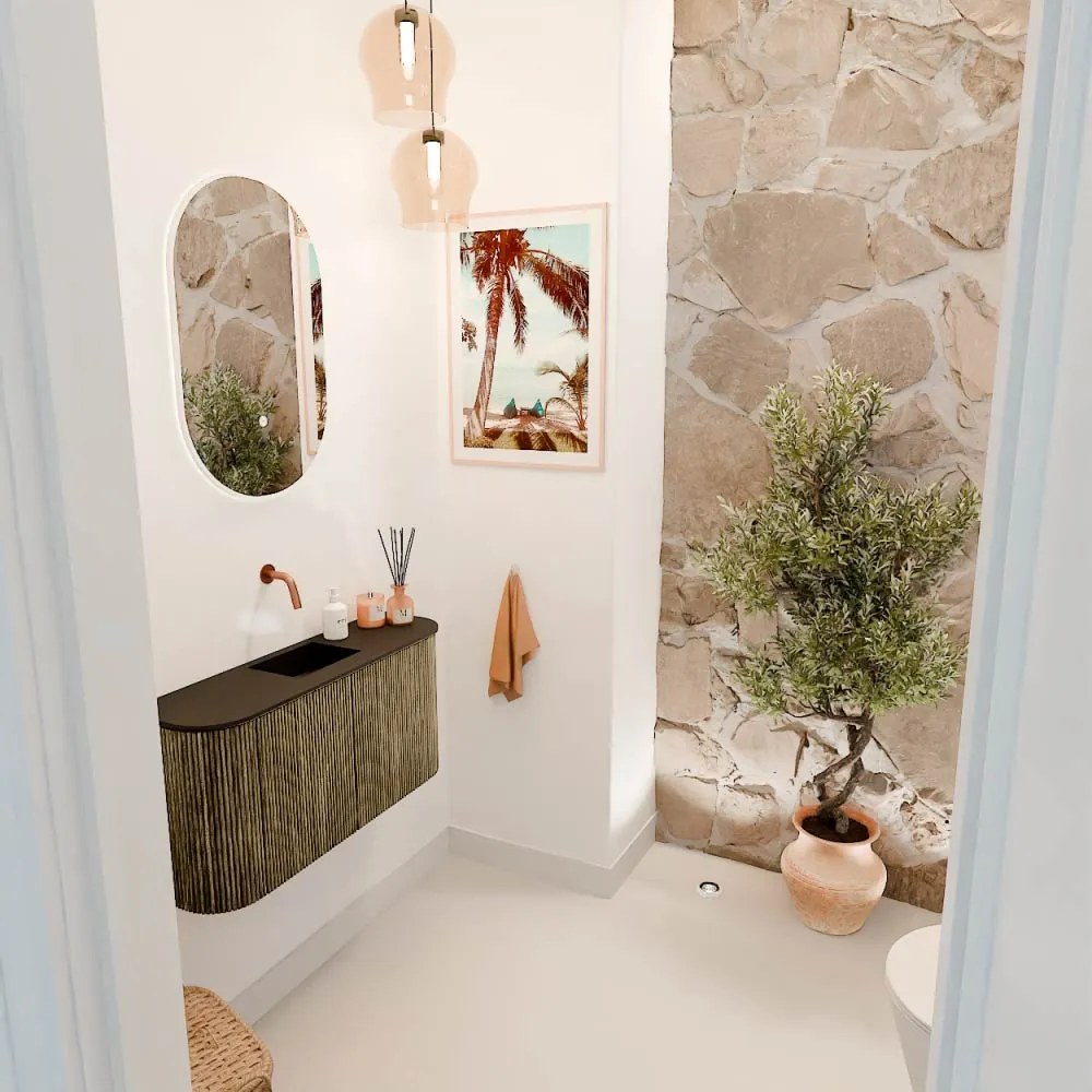 Mondiaz Joya 85cm toiletmeubel ronding links/rechts dusk met wastafel faye midden zonder kraangat urban