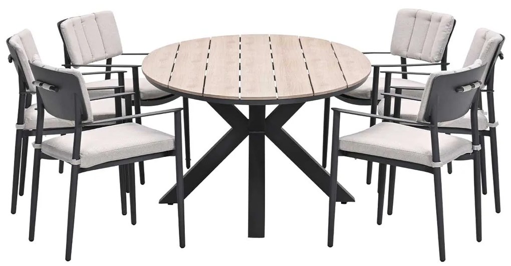 Garden Impressions Dane tuinset 7-delig - Tulli tuintafel 220x115xH75 cm - light teak vironwood