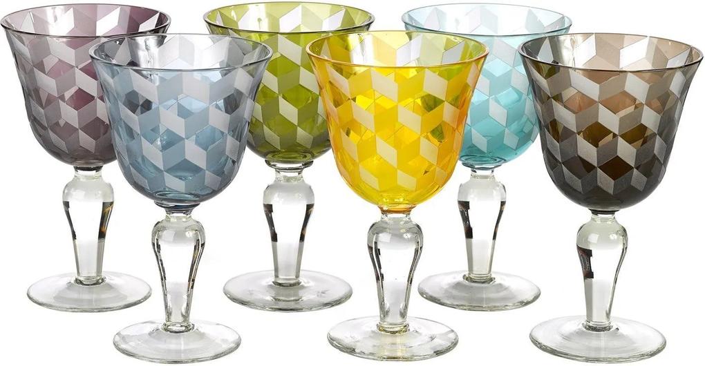 Pols Potten Multicolour Blocks wijnglas 6 stuks