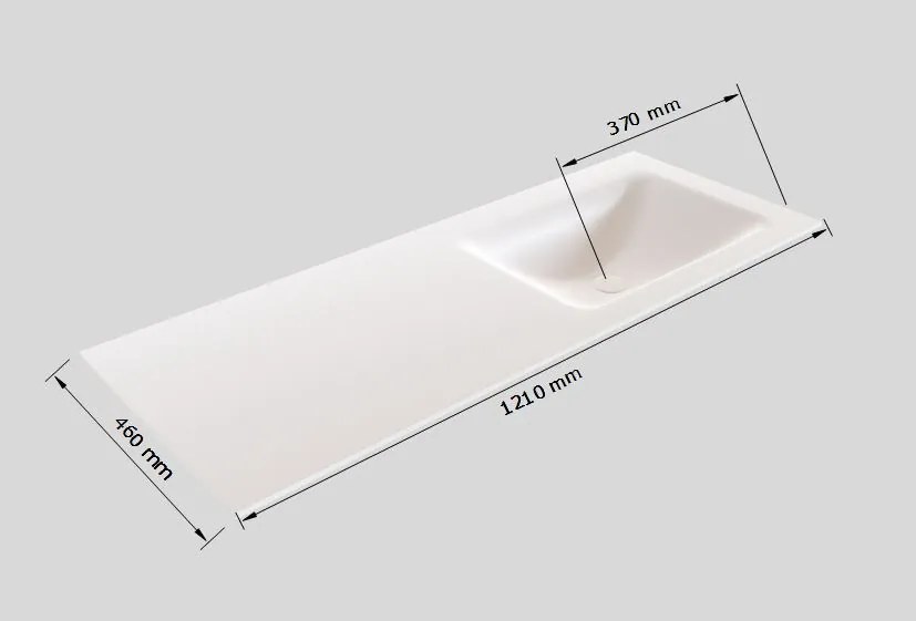 Zaro Valencia Solid Surface badmeubel 120cm donker eiken zonder kraangat spoelbak rechts met 4 lades