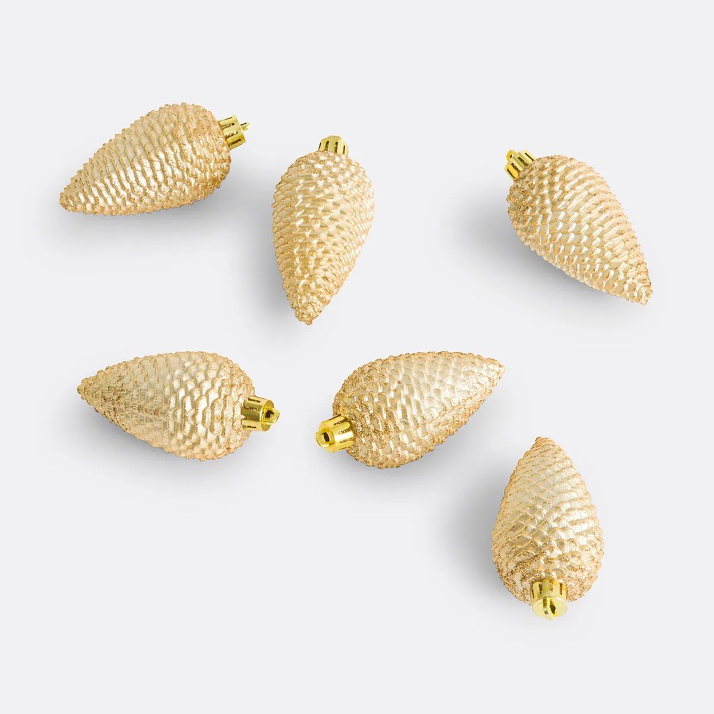 Set van 6 kerst dennenappels om op te hangen, Caspar