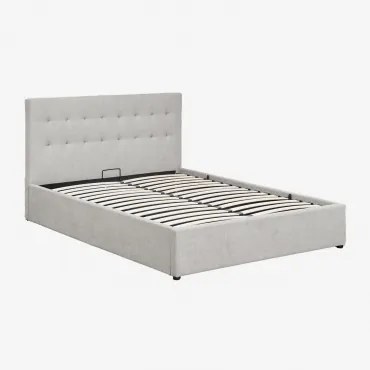 Bed Met Opklapbare Boxspring Abiel Stof Szary & 160 X 200 Cm - Sklum