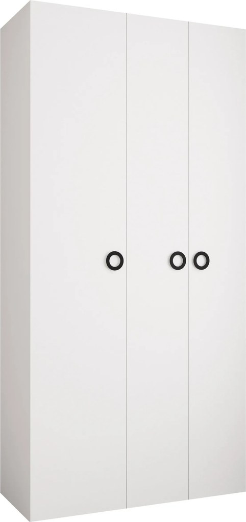 Kledingkast Hartford 544, Wit, Zwart, 246x120x42cm, Kledingkast deuren: Met scharnieren, Aantal planken: 6, Aantal planken: 6