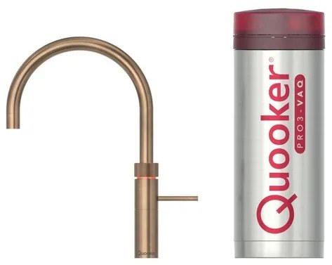 Quooker Fusion Round kokendwaterkraan - draaibare uitloop - PRO3 reservoir - Warm / kokend water - Messing Patina (Goud) 3FRPTN