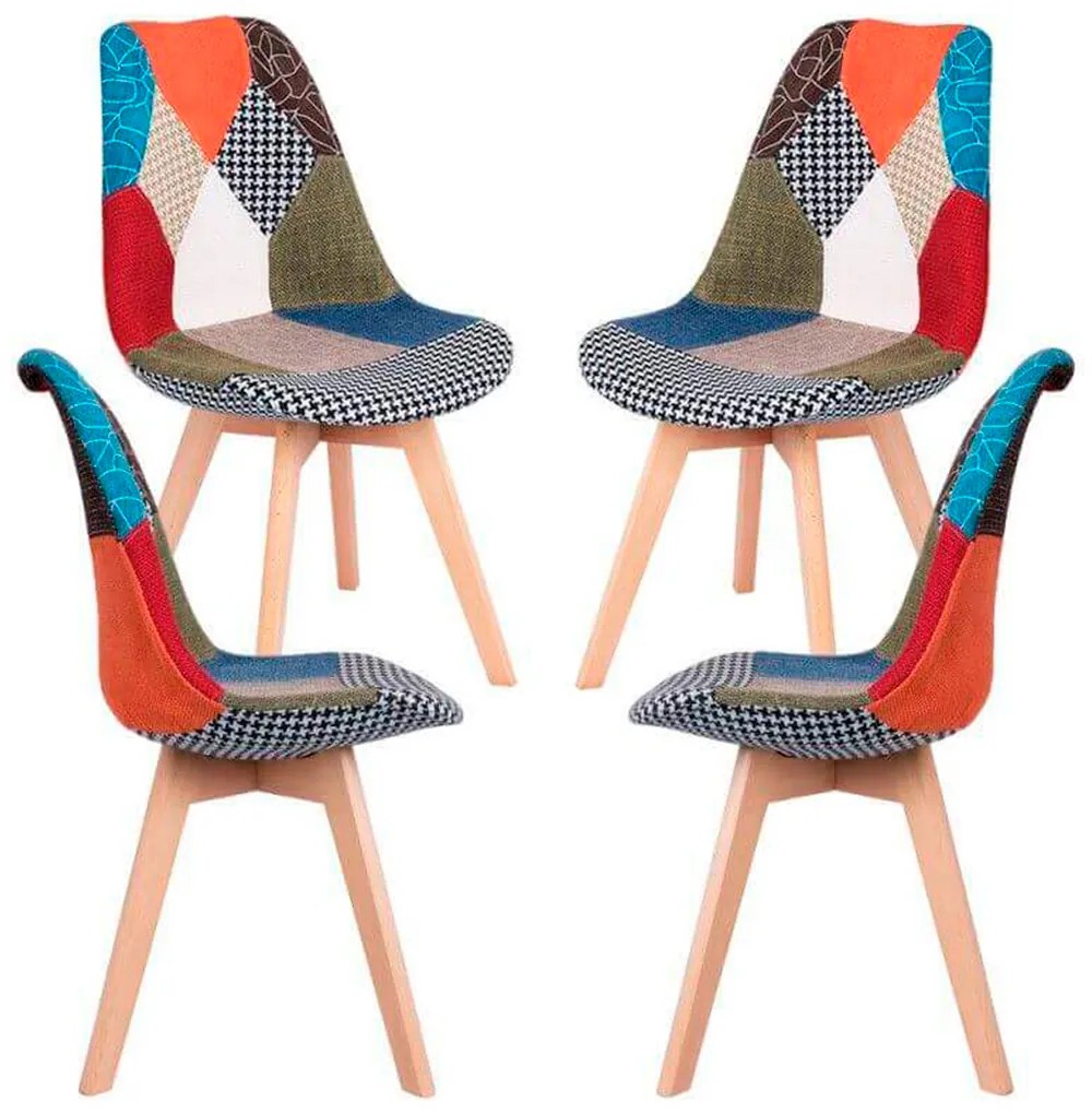 Set 4 Synk Patchwork Stoelen