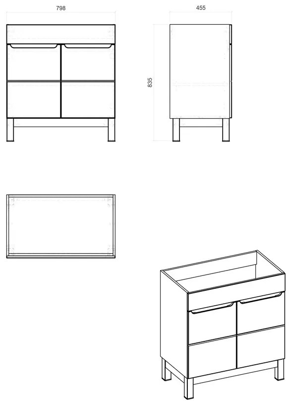 Comad Bali Grey 821 FSC onderkast 80cm eiken/antraciet