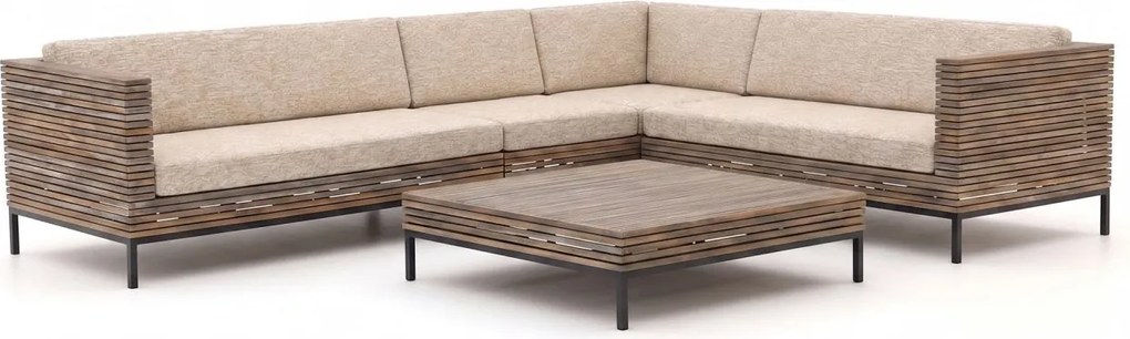 + 10% kassakorting | Hoek loungeset ROUGH  | 6 personen | Loungeset Old Teak Greywash | Hoekbank Teakhout | 320x250cm | Kees Smit Tuinmeubelen
