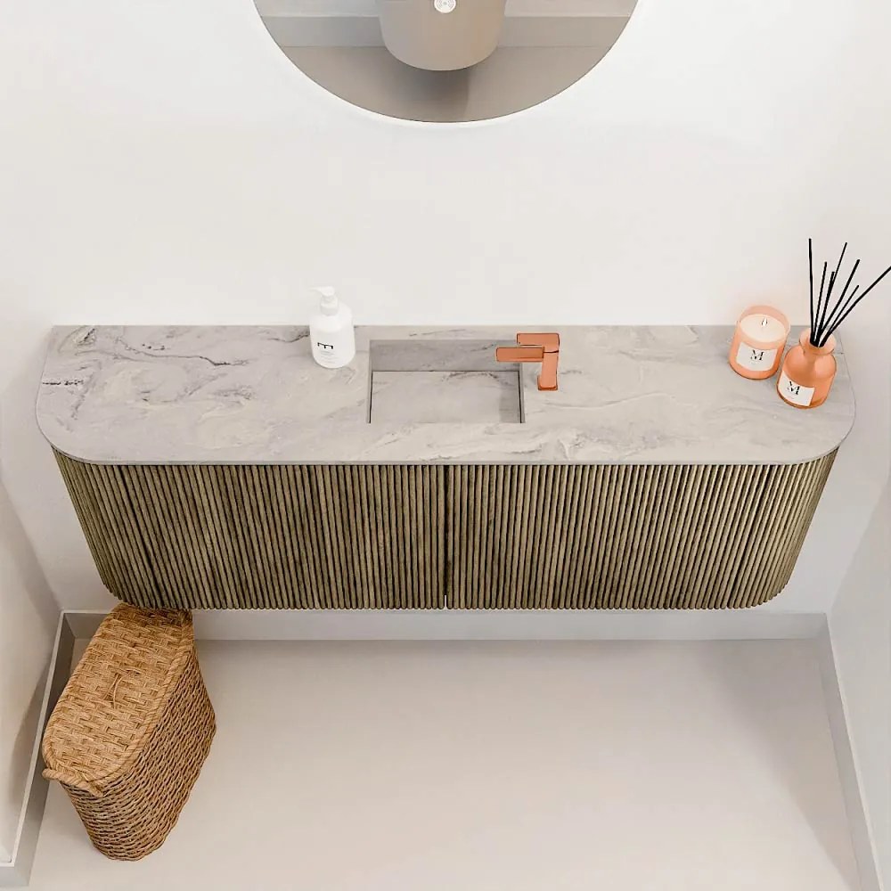 Mondiaz Joya DLux 115cm toiletmeubel ronding links/rechts dusk met wastafel faye midden 1 kraangat glace