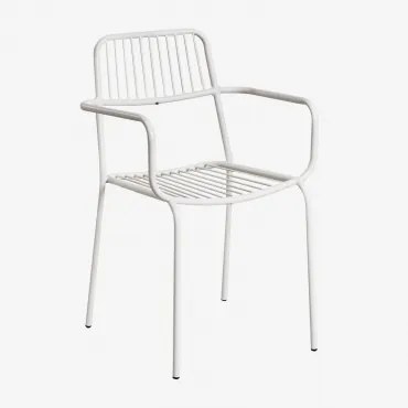 Set Van 4 Stapelbare Tuinstoelen Met Armleuningen In Staal Elton Gardenia Wit - Sklum