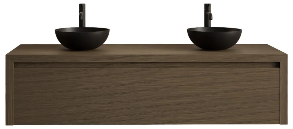 Gliss Design Ares badmeubel 120cm ash gray met zwarte waskommen