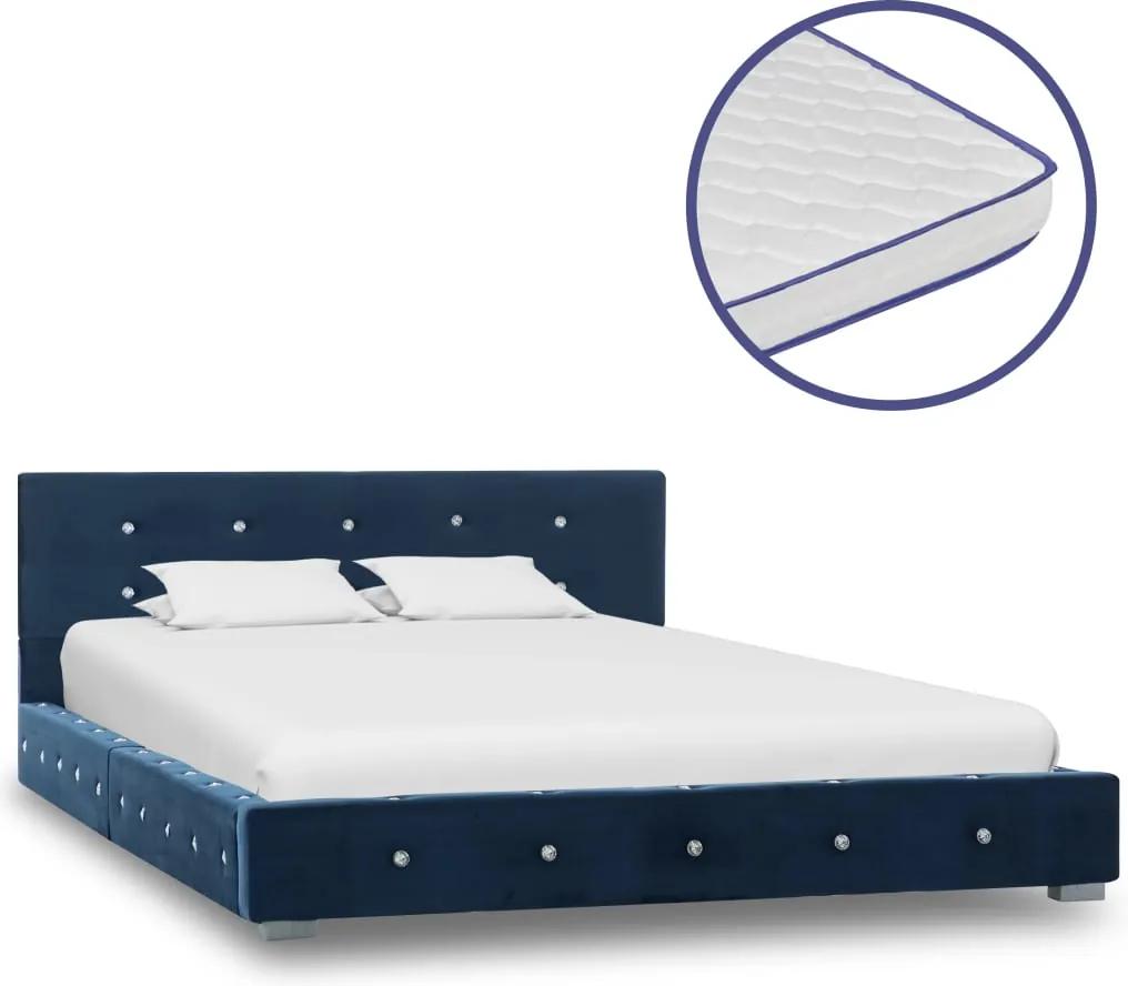 Bed met traagschuim matras fluweel blauw 120x200 cm