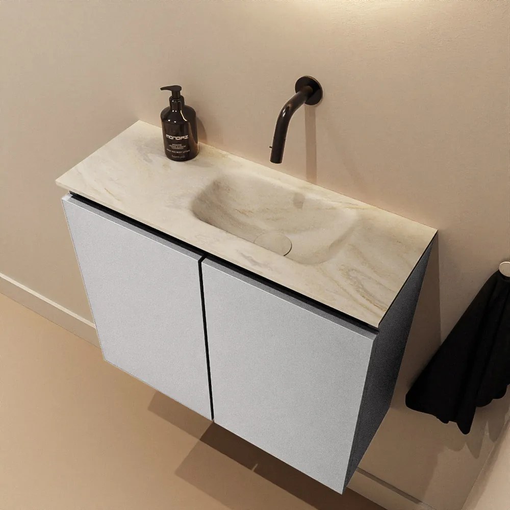 Mondiaz Ture DLux toiletmeubel 60cm plata met wastafel ostra rechts zonder kraangat