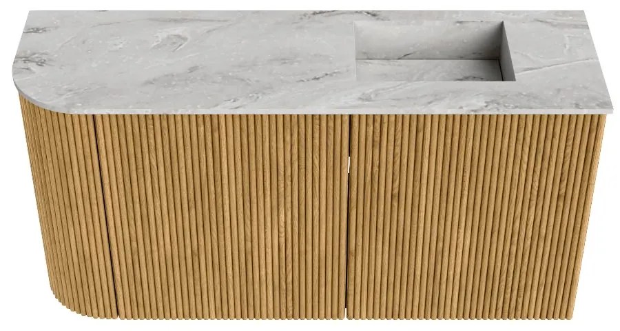 Mondiaz Joya DLux 80cm toiletmeubel ronding links oak met wastafel faye rechts 1 kraangat glace