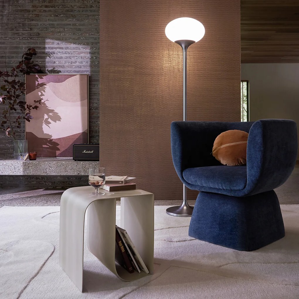 Vloerlamp van chroom en opaline metaal, Merisa