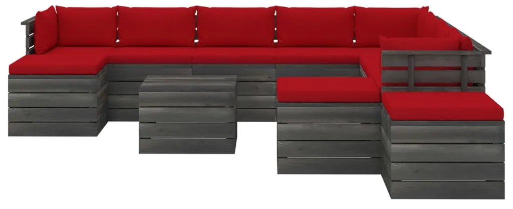 vidaXL 12-delige Loungeset met kussens pallet massief grenenhout